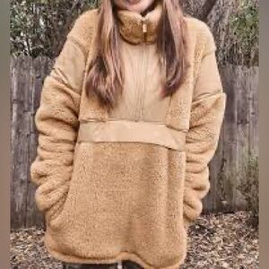 Victoria Secret PINK Teddy Fleece Half Zip Pullover